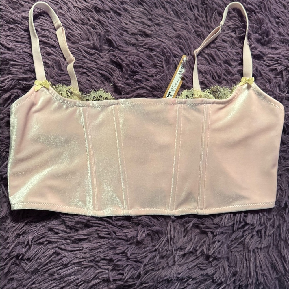 SKIMS Light Pink Satin Bralette with Lace